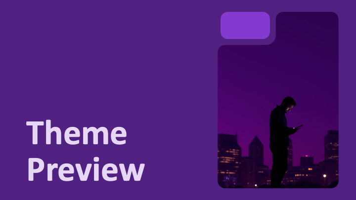 Rich purple gradient with rounded organic shapes and urban photography